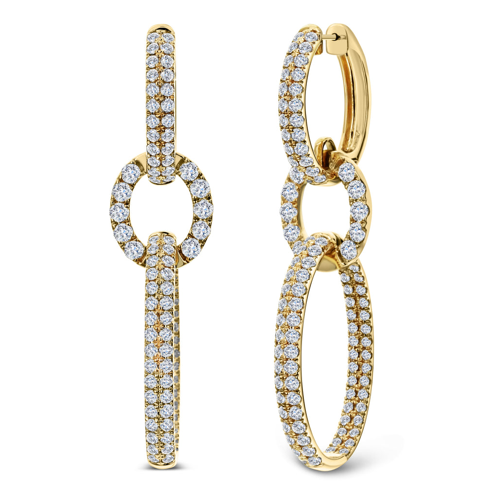 Round Diamond Earrings-Yellow