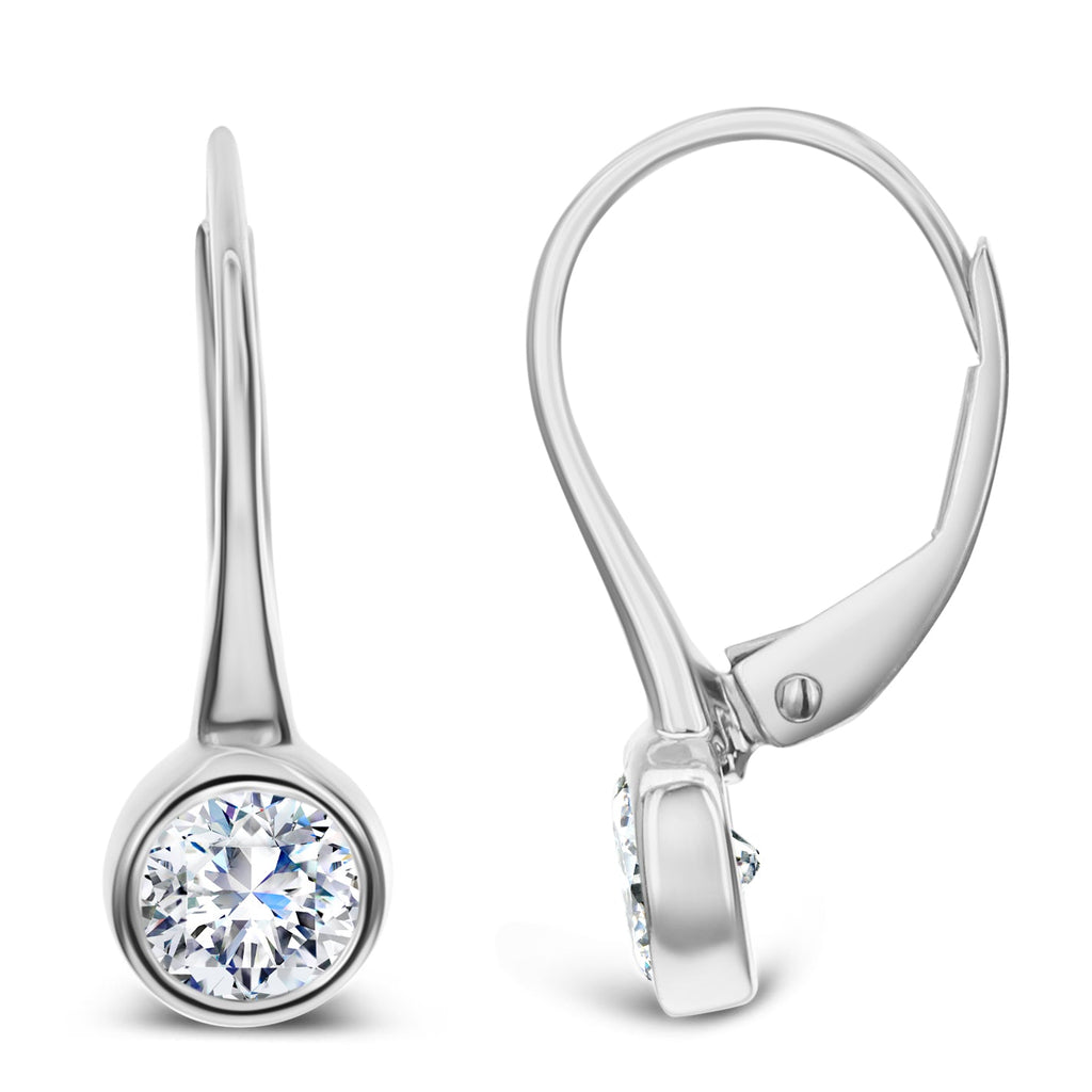 1 Stone Round Diamond EarringsE-ODL-White