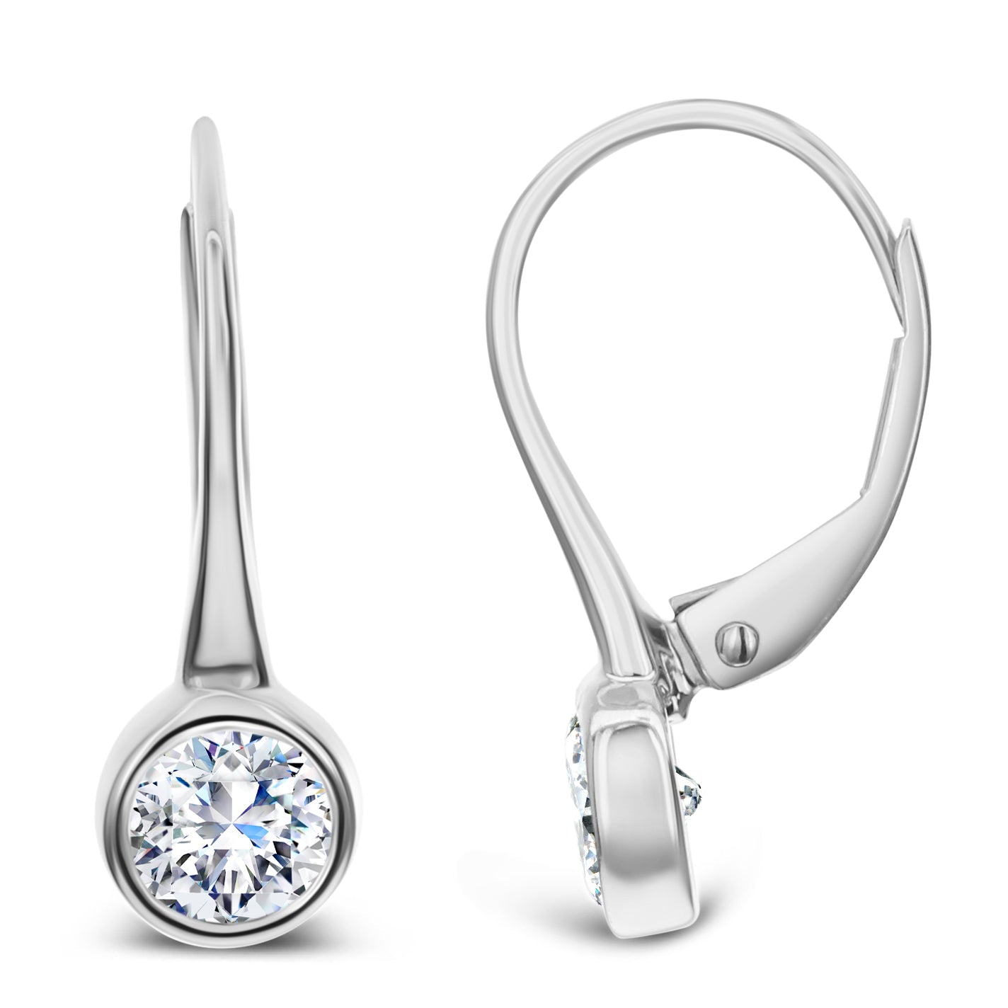 1 Stone Round Diamond EarringsE-ODL-White