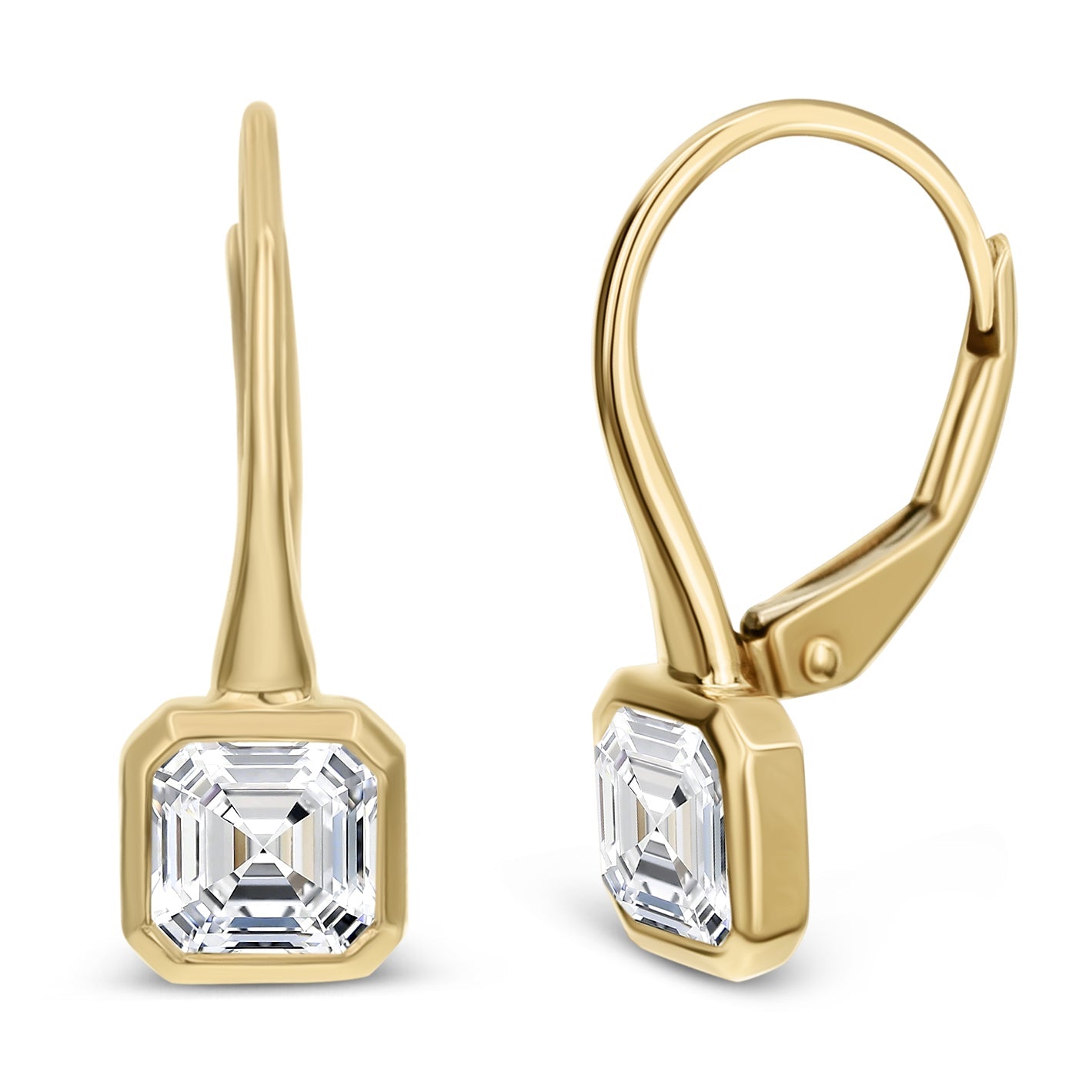 Asscher Cut Diamond Drop Earrings, 18K