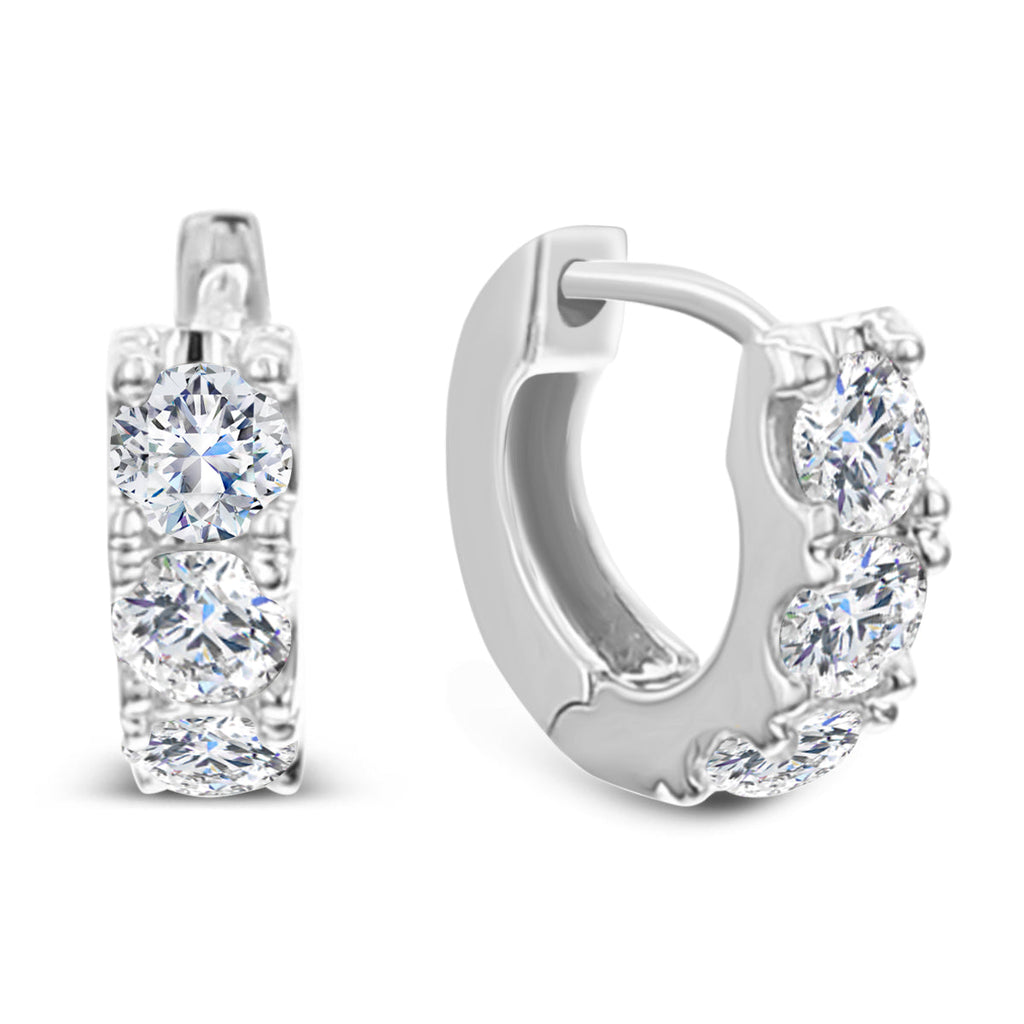 Round Diamond Earrings-White