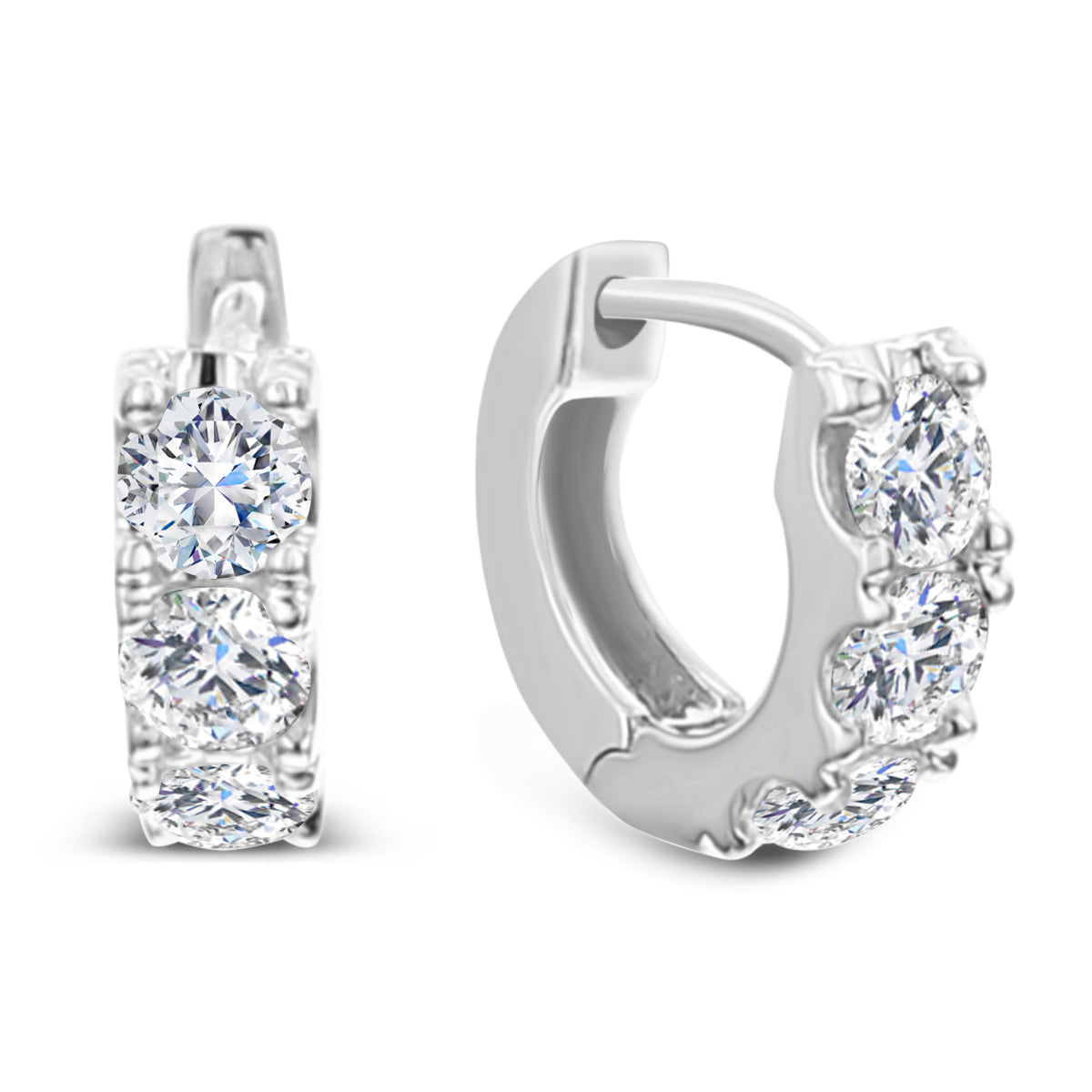 Round Diamond Earrings-White