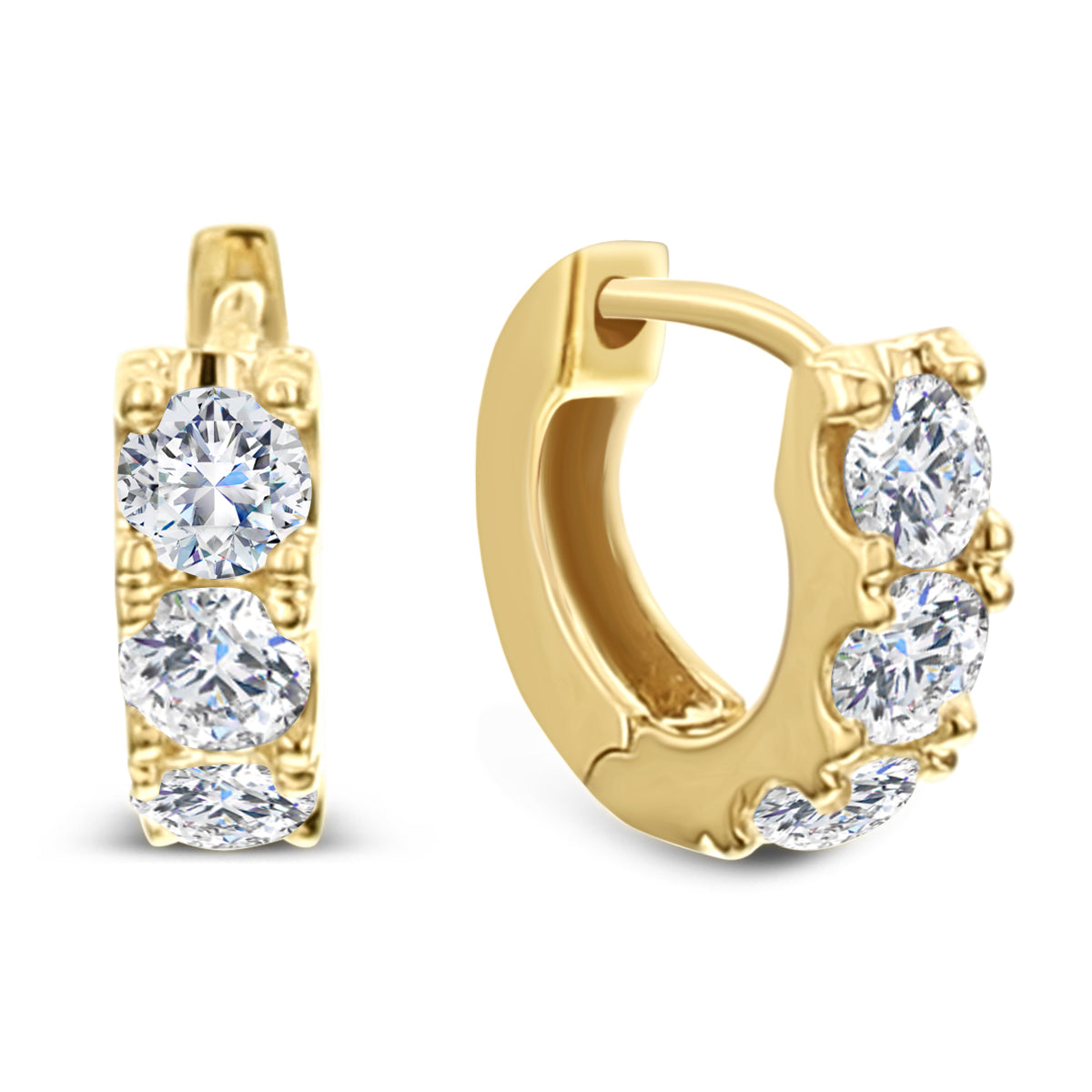 Round Diamond Earrings-Yellow