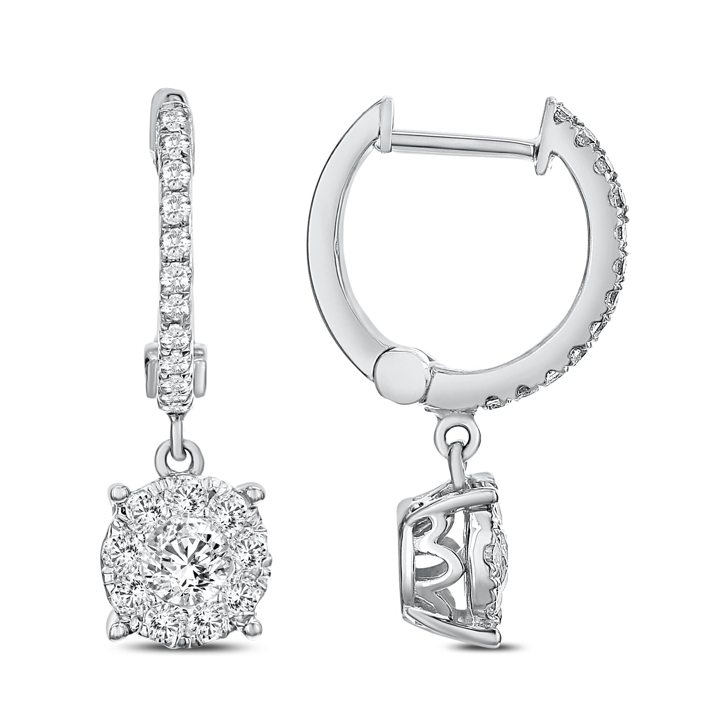 Centered Round Diamond Earrings-White