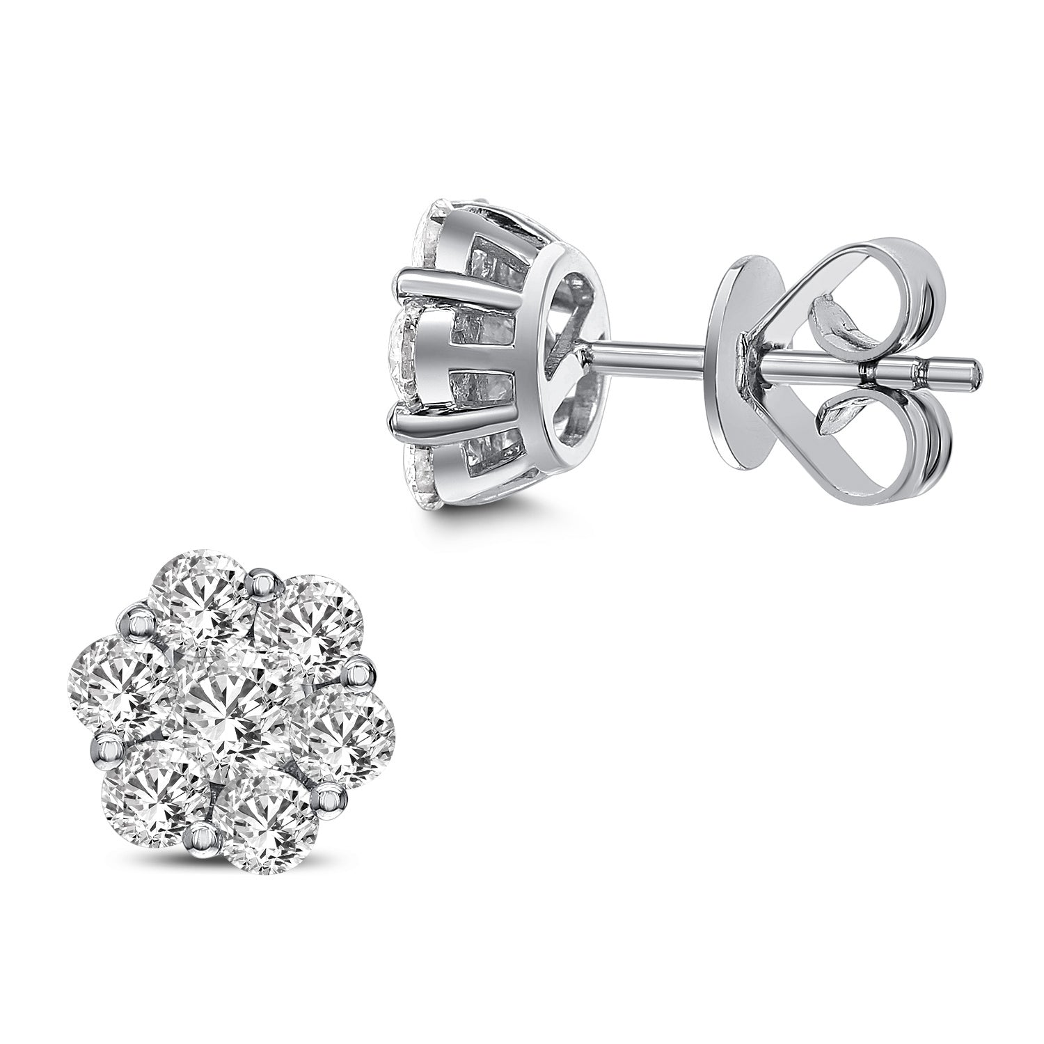 Classic Flower Diamond Stud Earrings, 18K