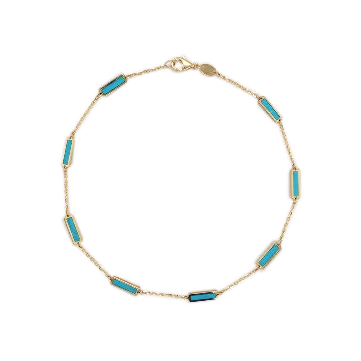 Turquoise Bar Anklet, 14K