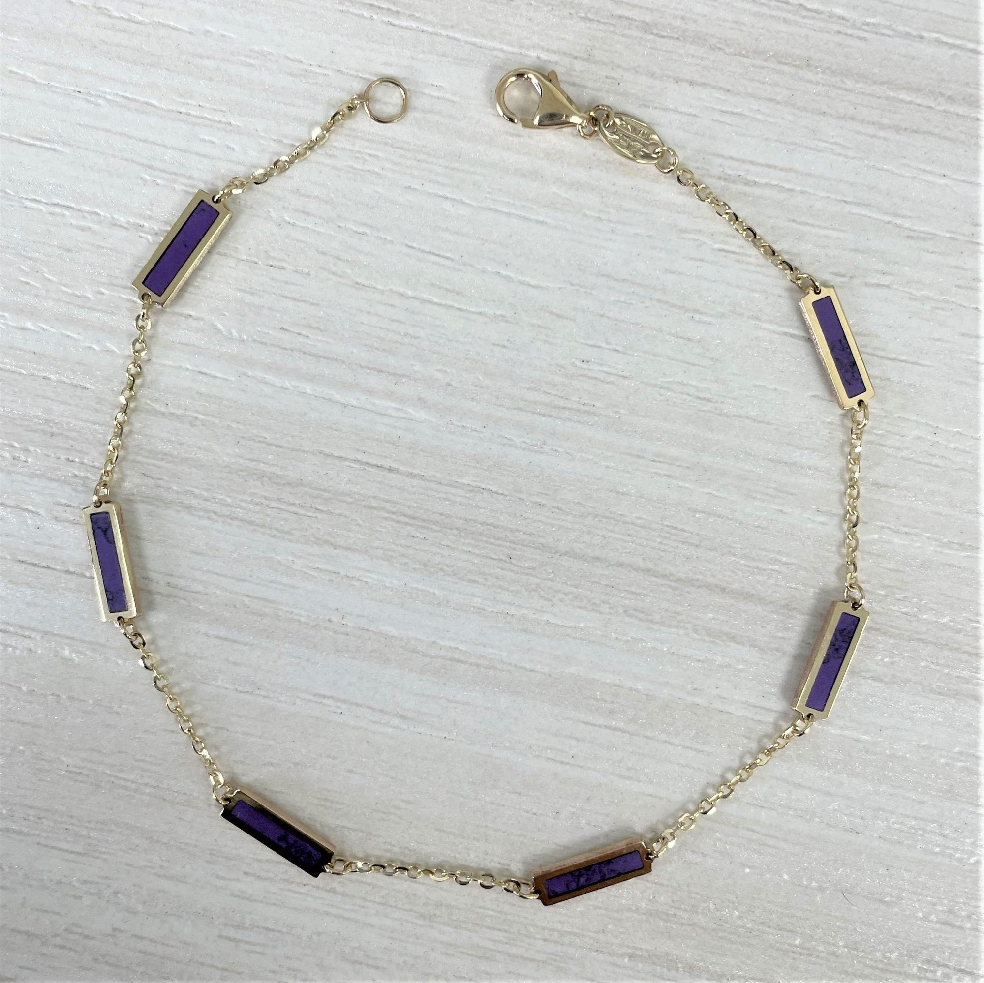 14K Yellow Gold Lapis Bar Station Bracelet