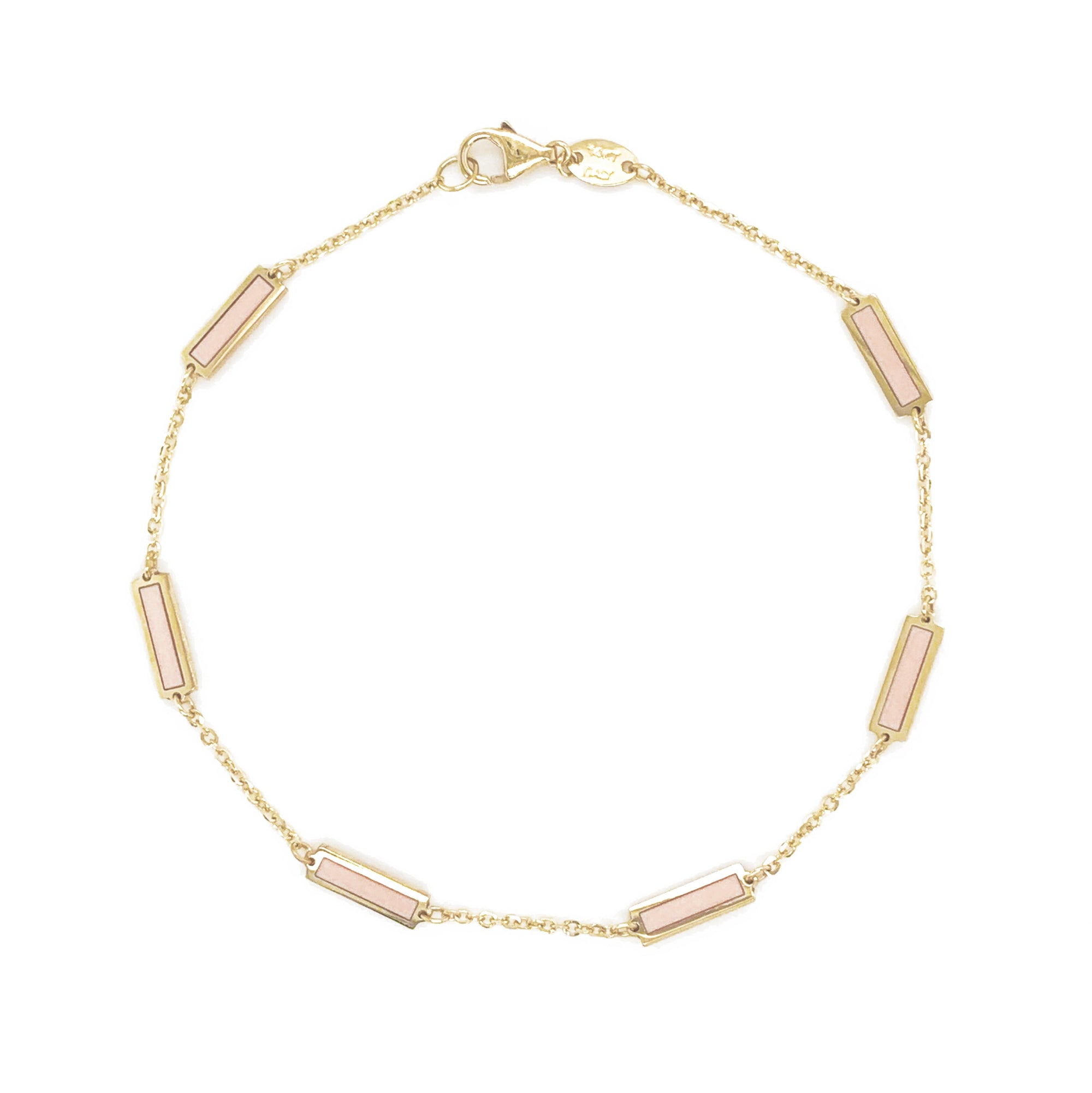 Light Pink Bar Station Bracelet, 14K