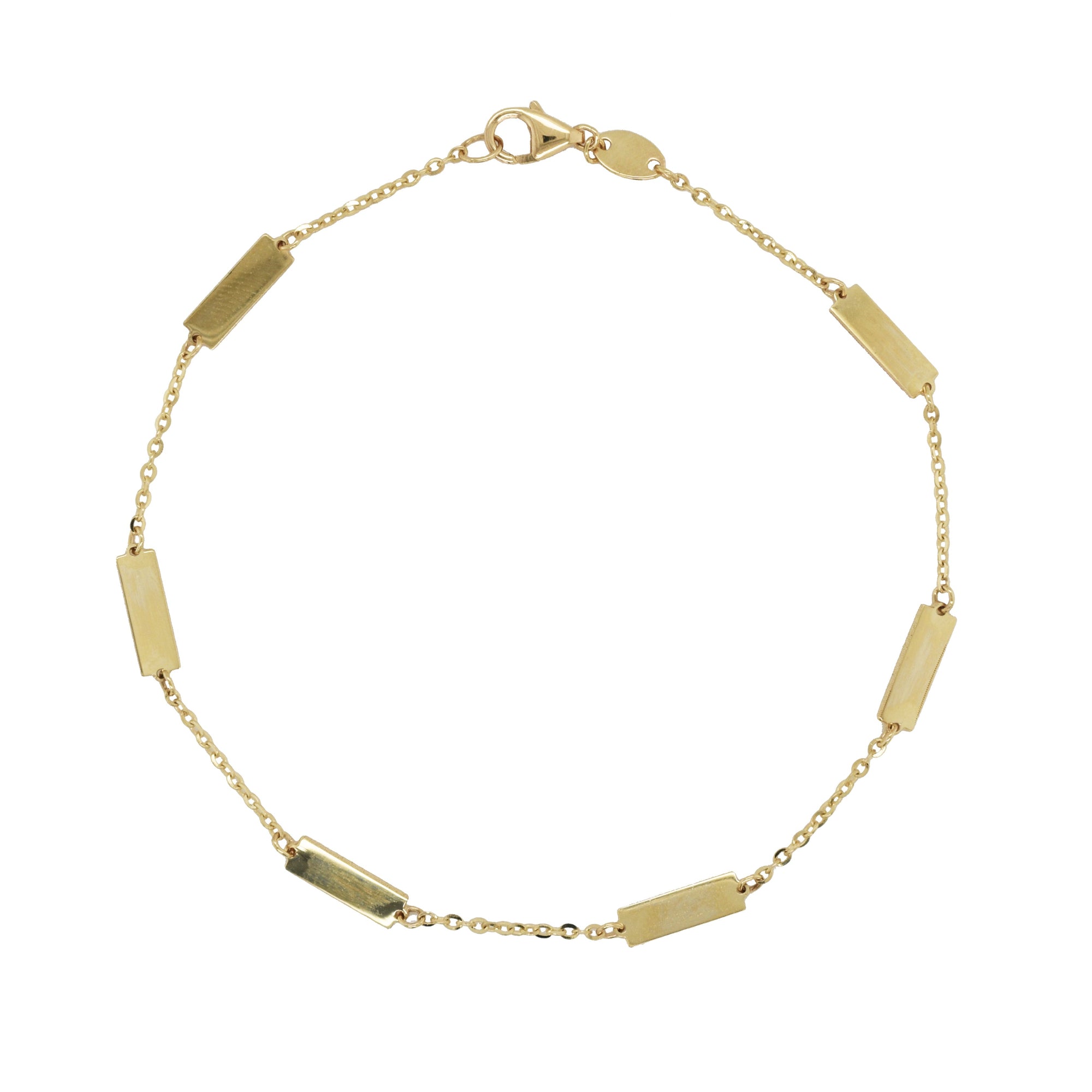 14K Yellow Gold Station Bar Bracelet