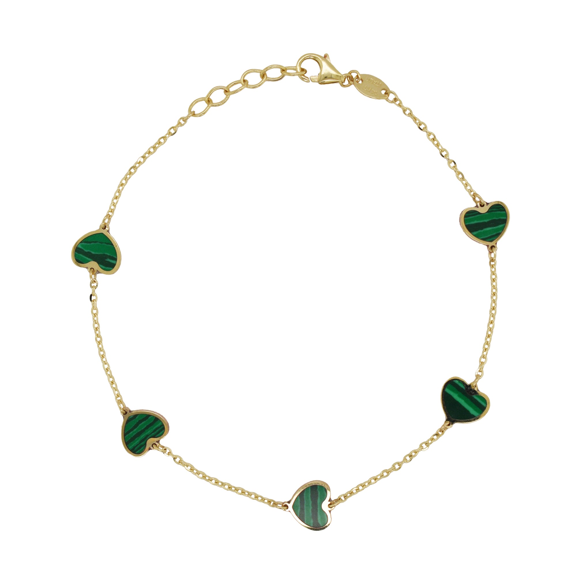 Custom Gemstone Heart Bracelet, 14K