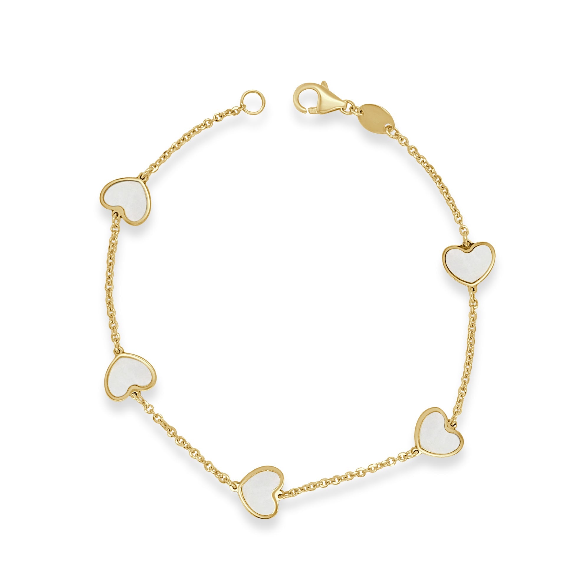 Custom Gemstone Heart Bracelet, 14K