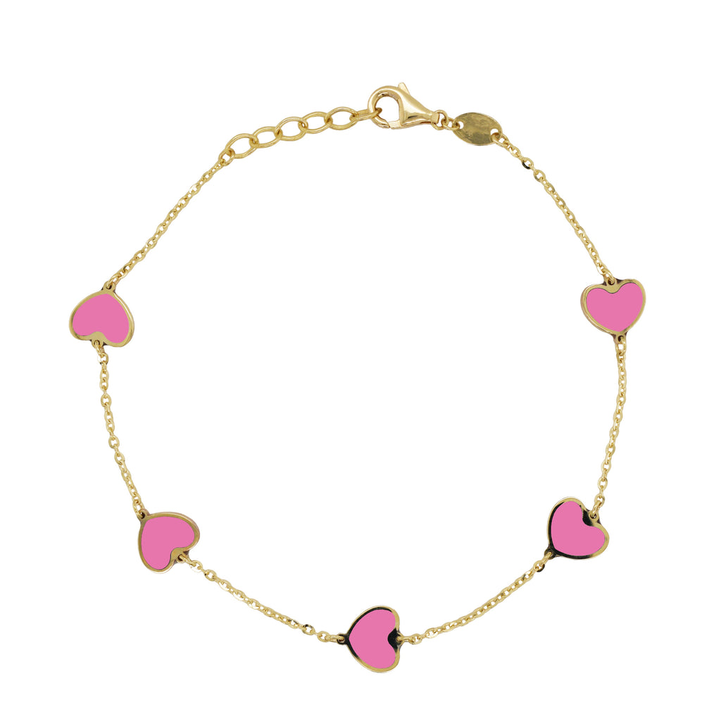 Custom Gemstone Heart Bracelet, 14K