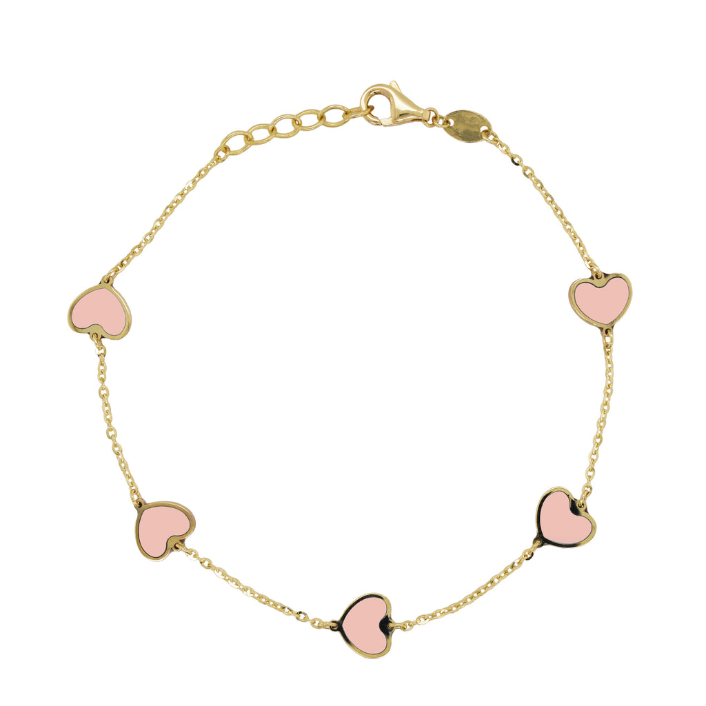 Custom Gemstone Heart Bracelet, 14K