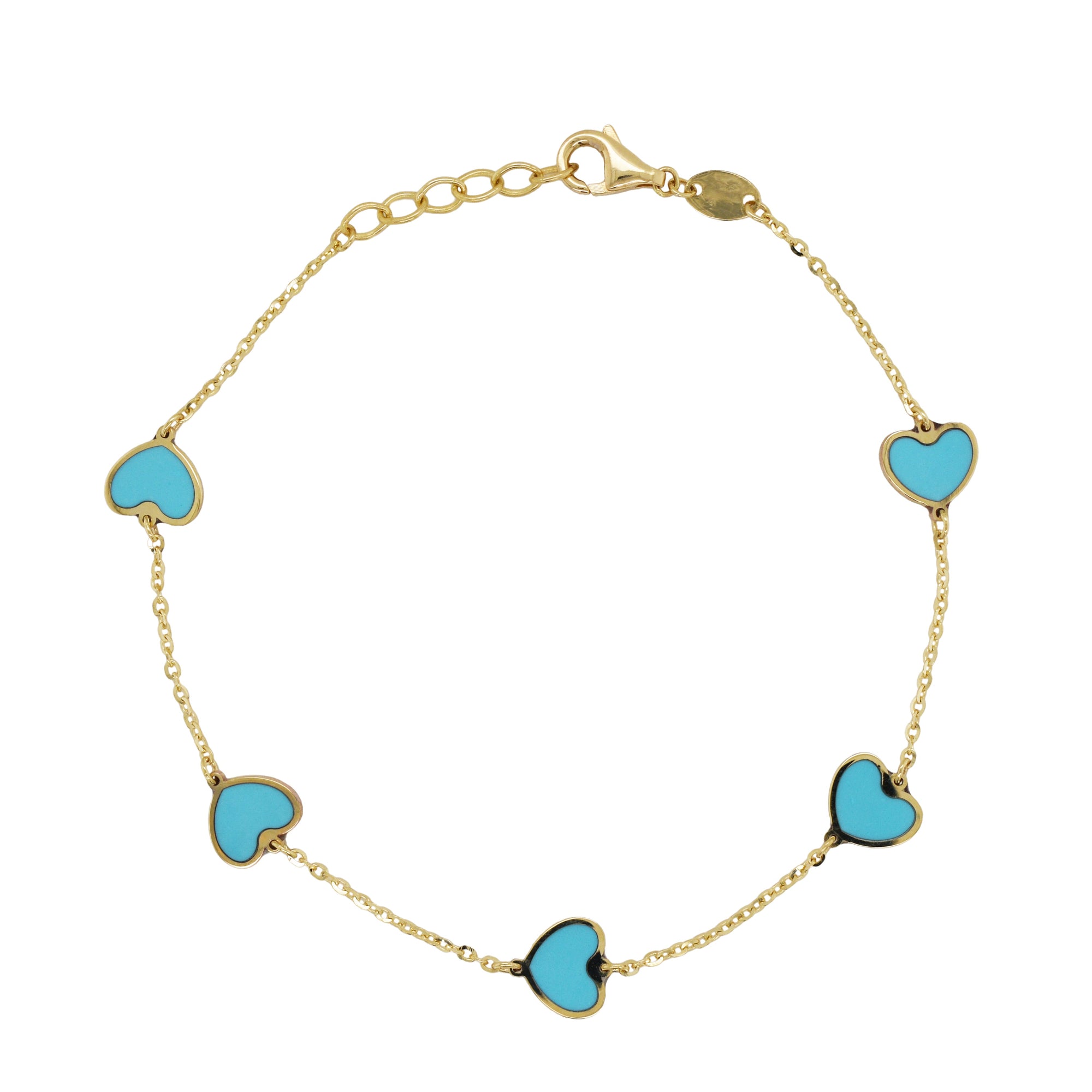 Custom Gemstone Heart Bracelet, 14K