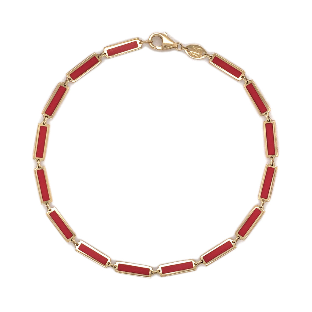 14K Gold & Coral Station Bracelet