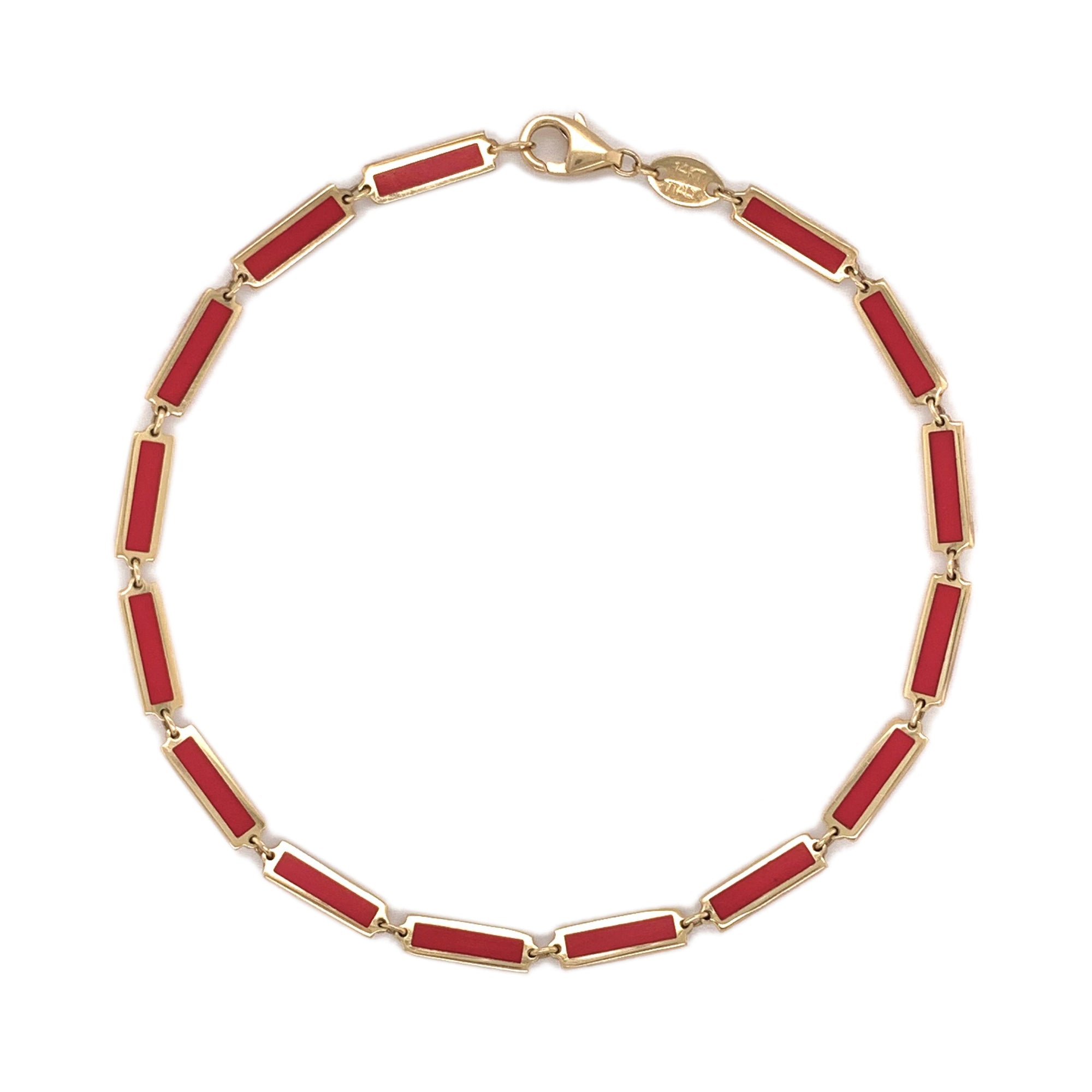 14K Gold & Coral Station Bracelet