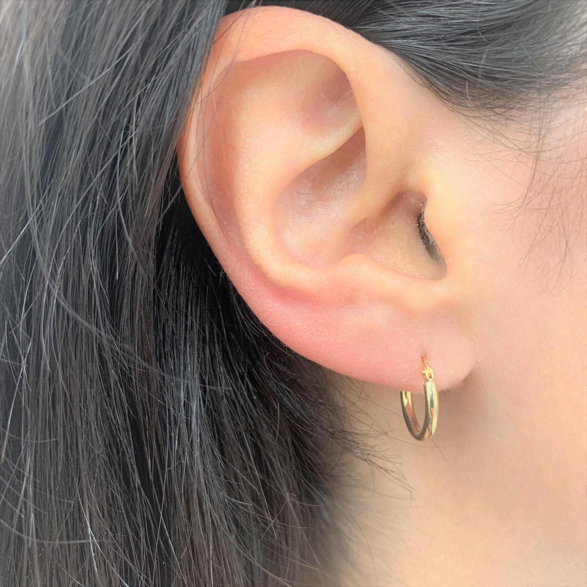 Gold Tube Hoop Earrings, 14K