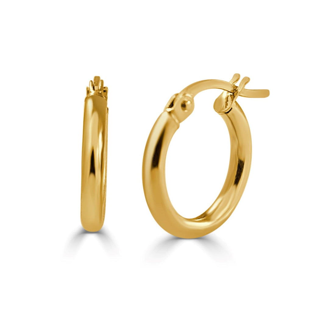 14K Yellow Gold Tube Hoop Earrings