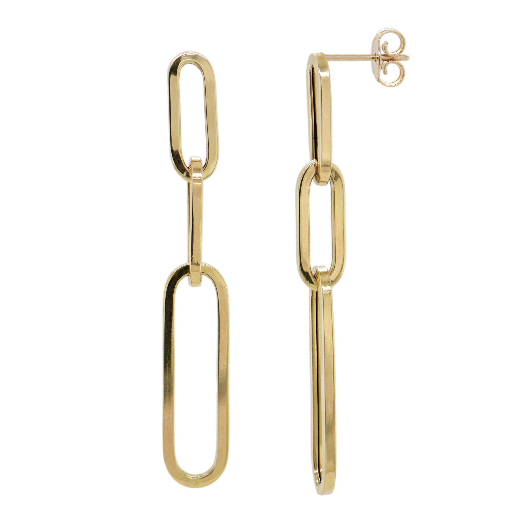 14K Gold Paperclip Drop Earrings-Yellow