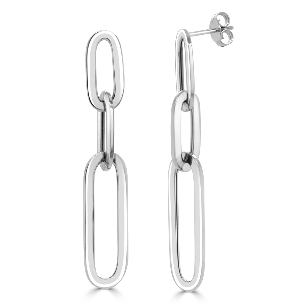 Paperclip Drop Earrings, 14K
