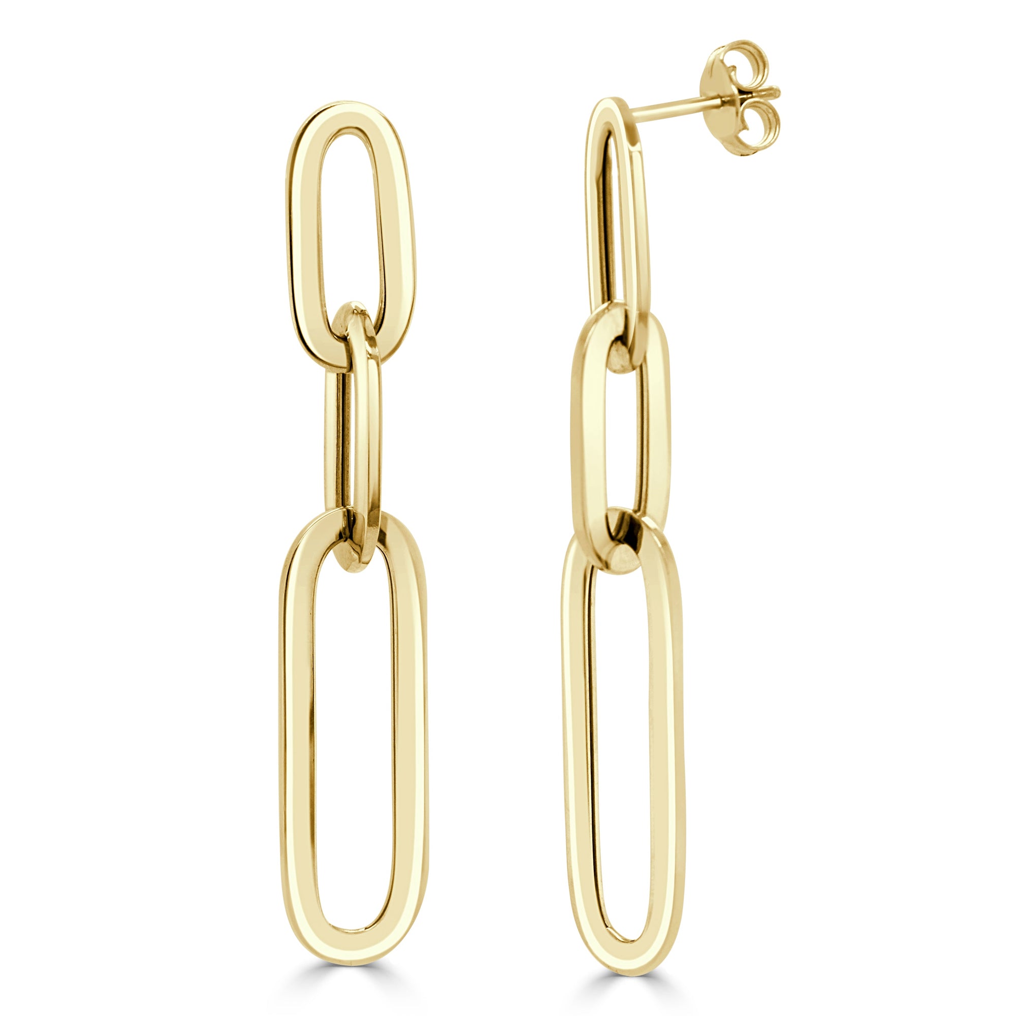 14K Gold Paperclip Drop Earrings- Yellow