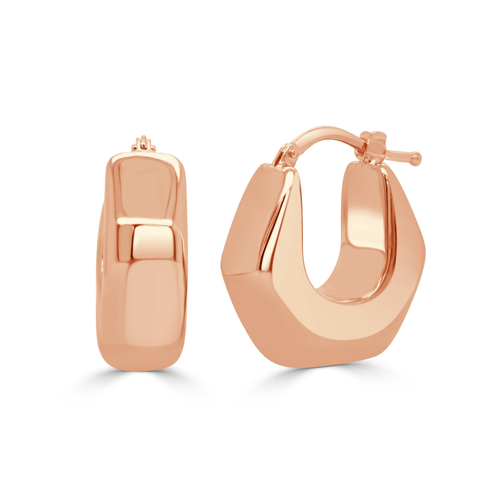 14K Gold Geometric Hoop Earrings - Rose