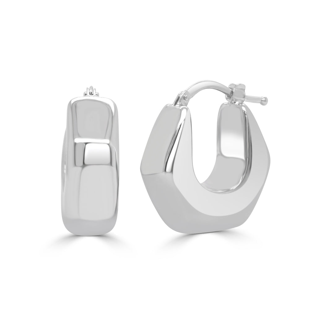 14K Gold Geometric Hoop Earrings - White