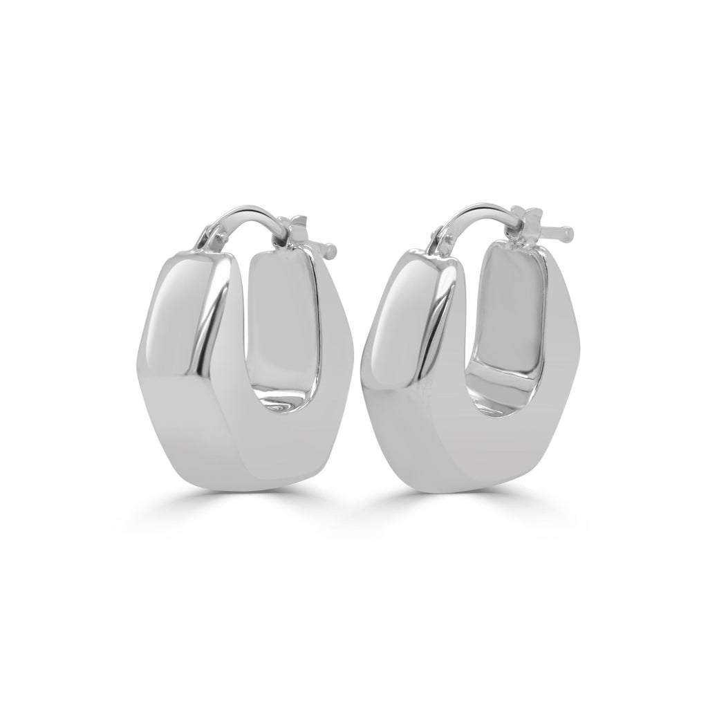 14K Gold Geometric Hoop Earrings - White