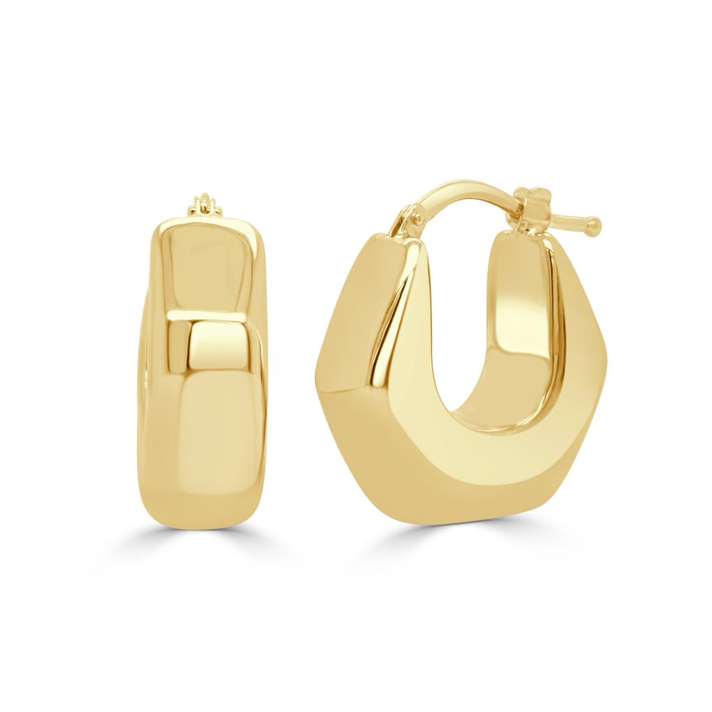 14K Gold Geometric Hoop Earrings - Yellow