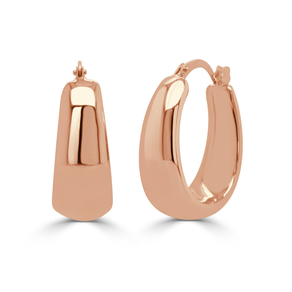 14K Gold Polished Hoop Earrings - Rose