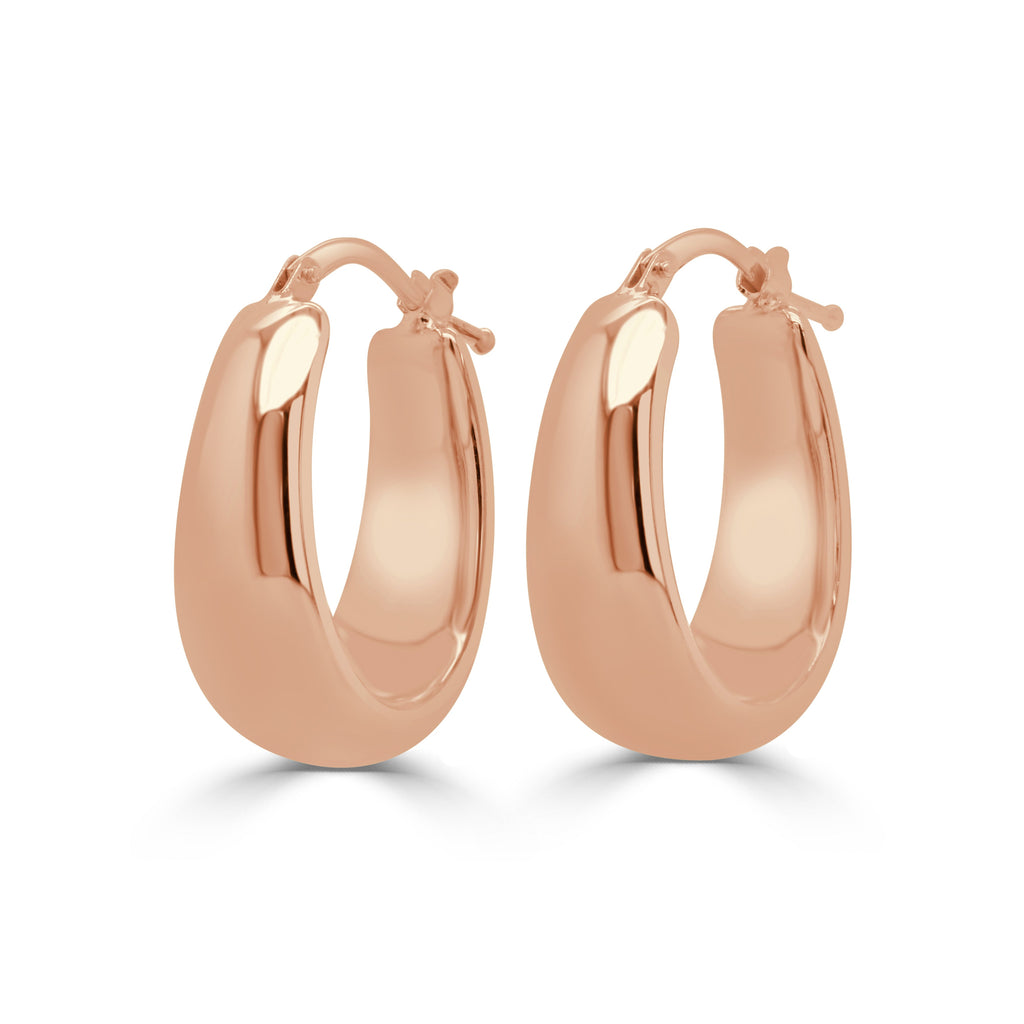 14K Gold Polished Hoop Earrings - Rose