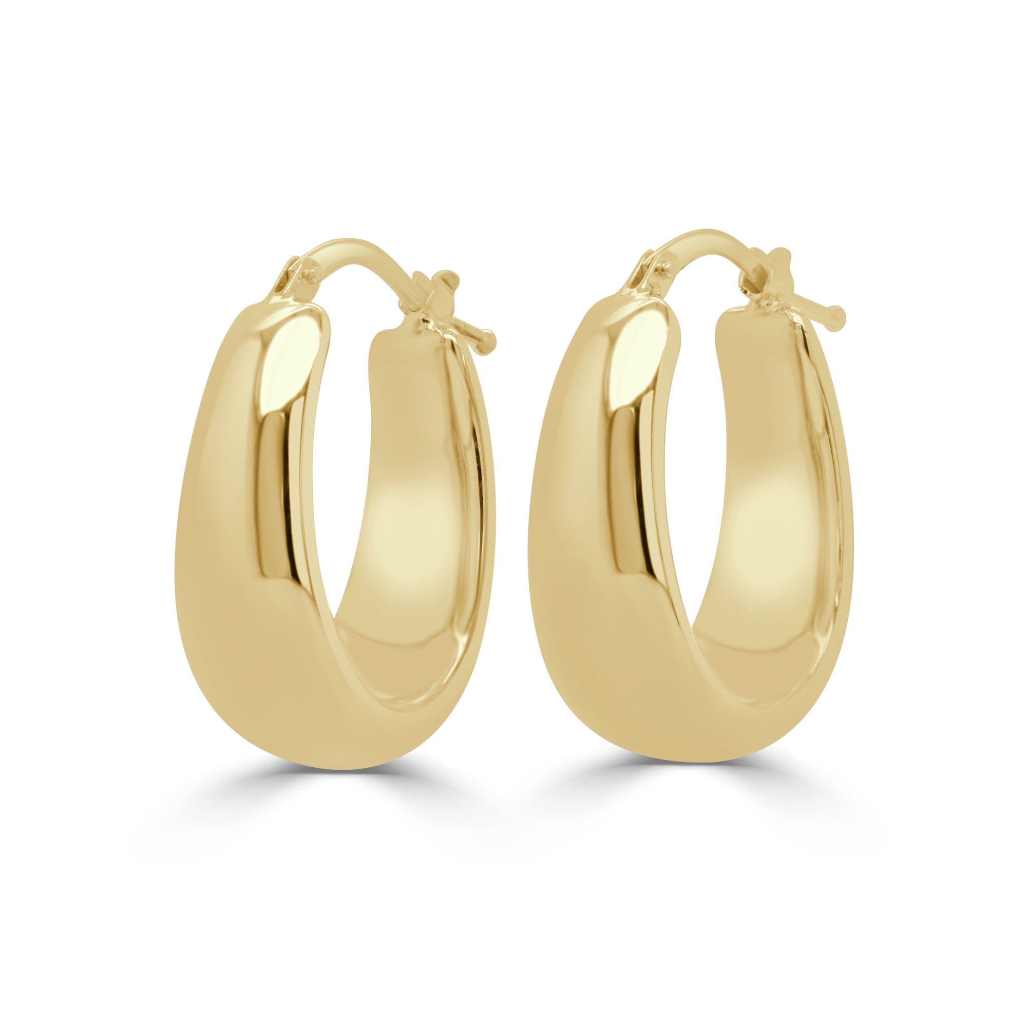 14K Gold Polished Hoop Earrings - Yellow