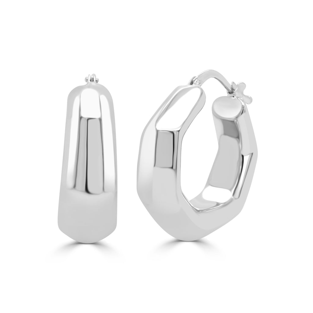 14K Gold Geometric Hoop Earrings-White