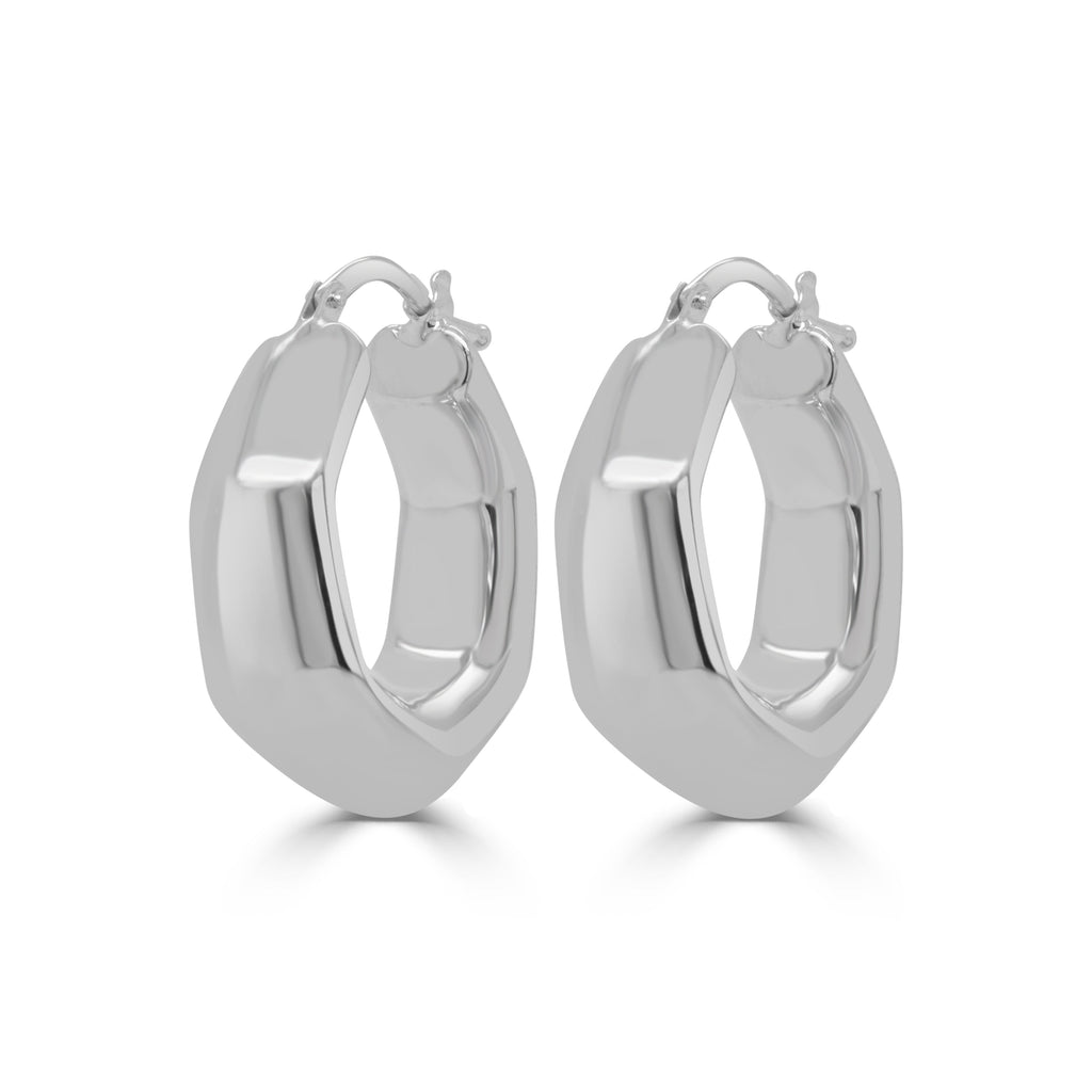 14K Gold Geometric Hoop Earrings-White