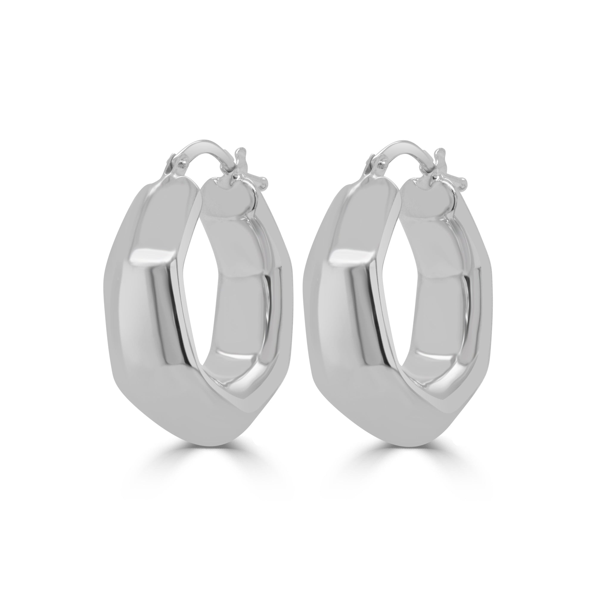 14K Gold Geometric Hoop Earrings-White