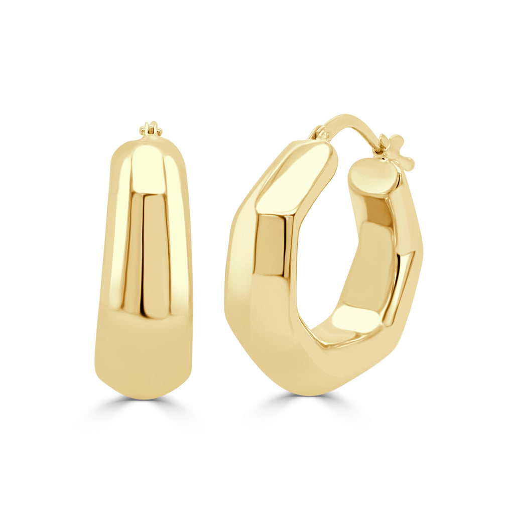 14K Gold Geometric Hoop Earrings -Yellow