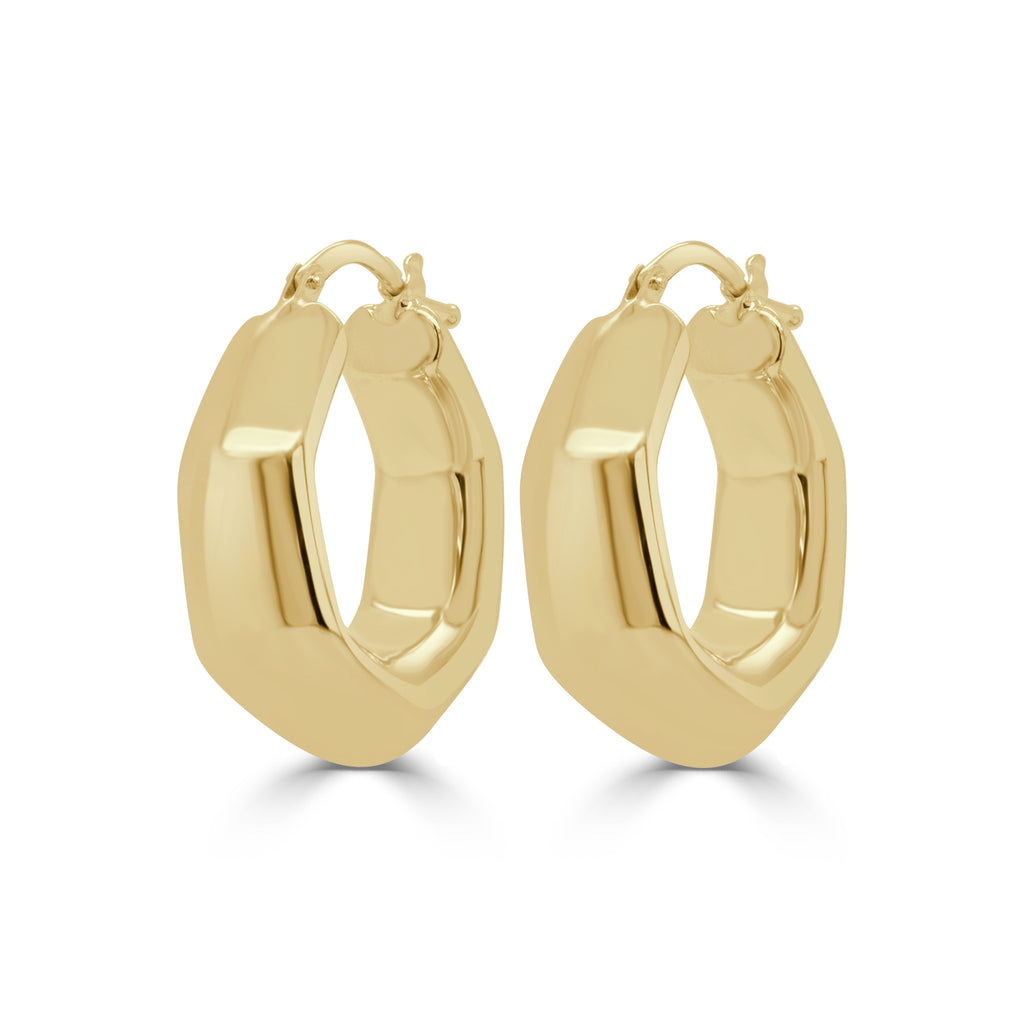 14K Gold Geometric Hoop Earrings -Yellow