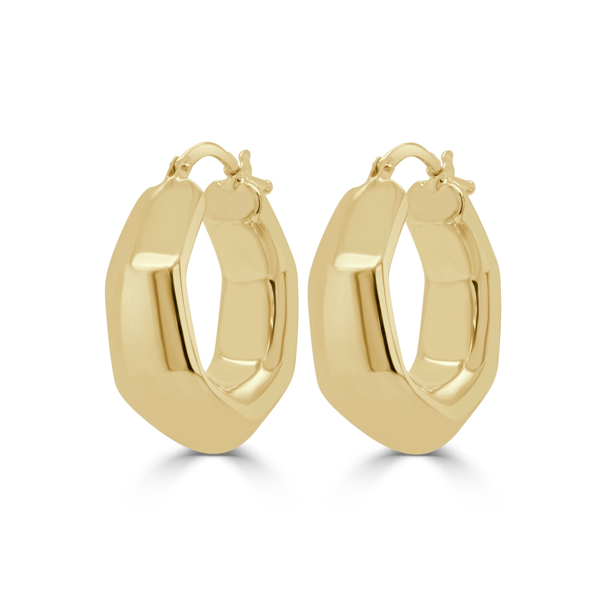 14K Gold Geometric Hoop Earrings -Yellow