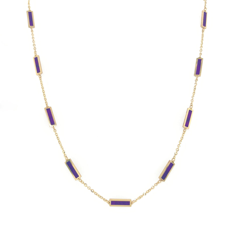 Amethyst Bar Necklace, 14K