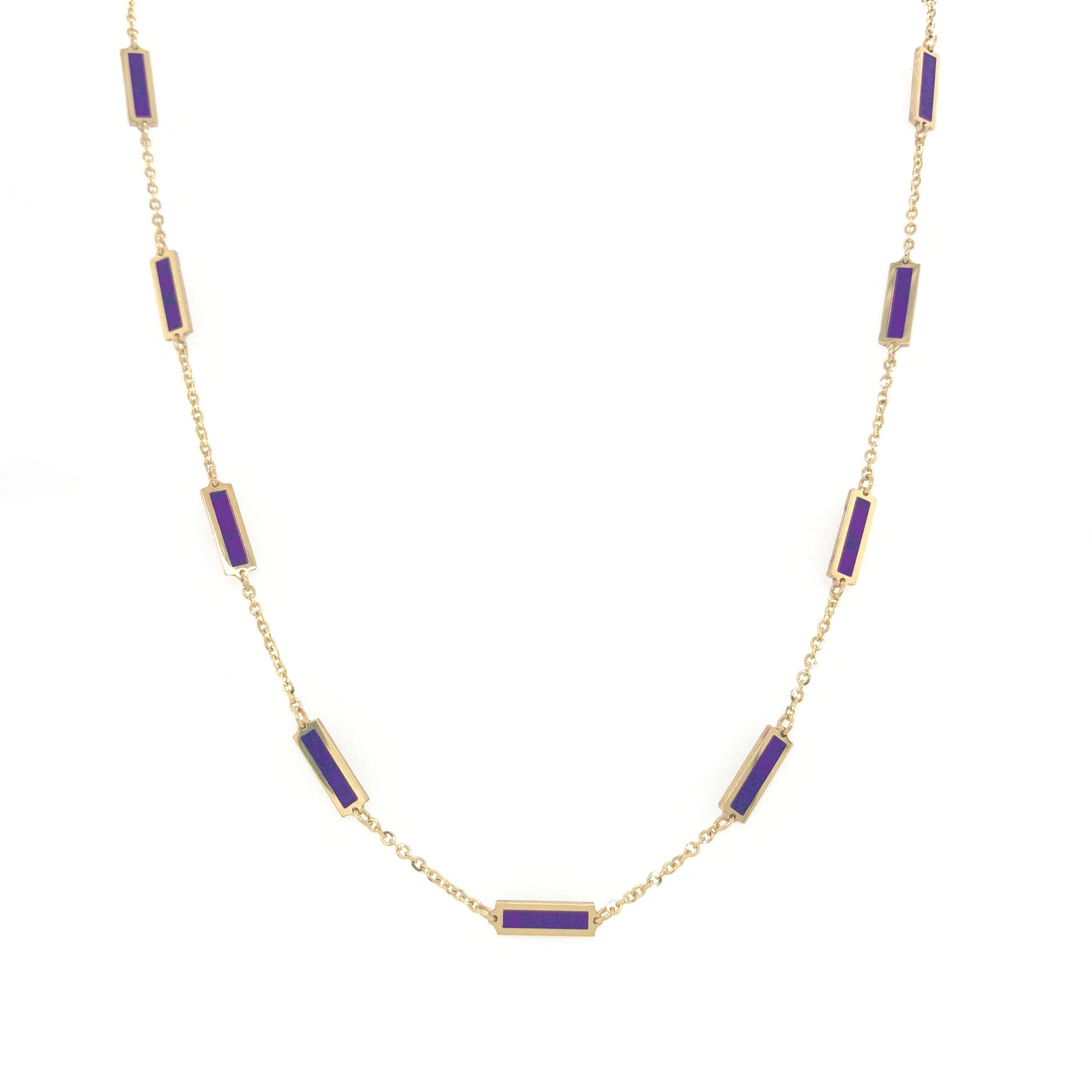 Amethyst Bar Necklace, 14K