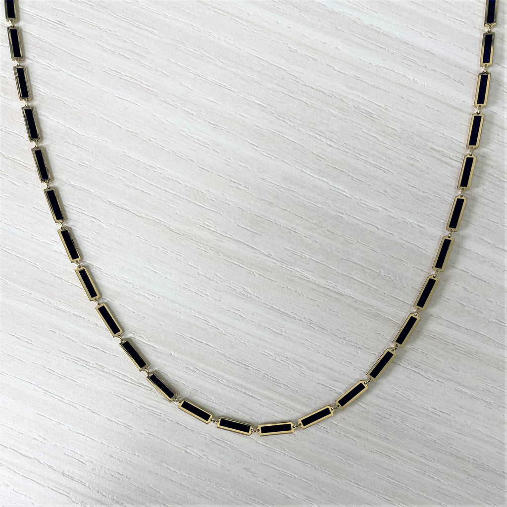 14K Yellow Gold Lapis Bar Station Necklace
