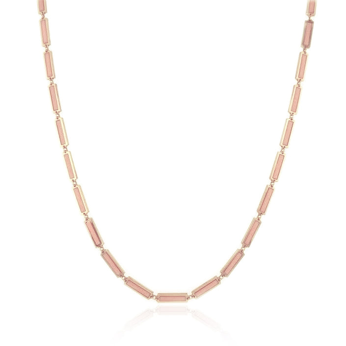 Light Pink Bar Station Necklace, 14K