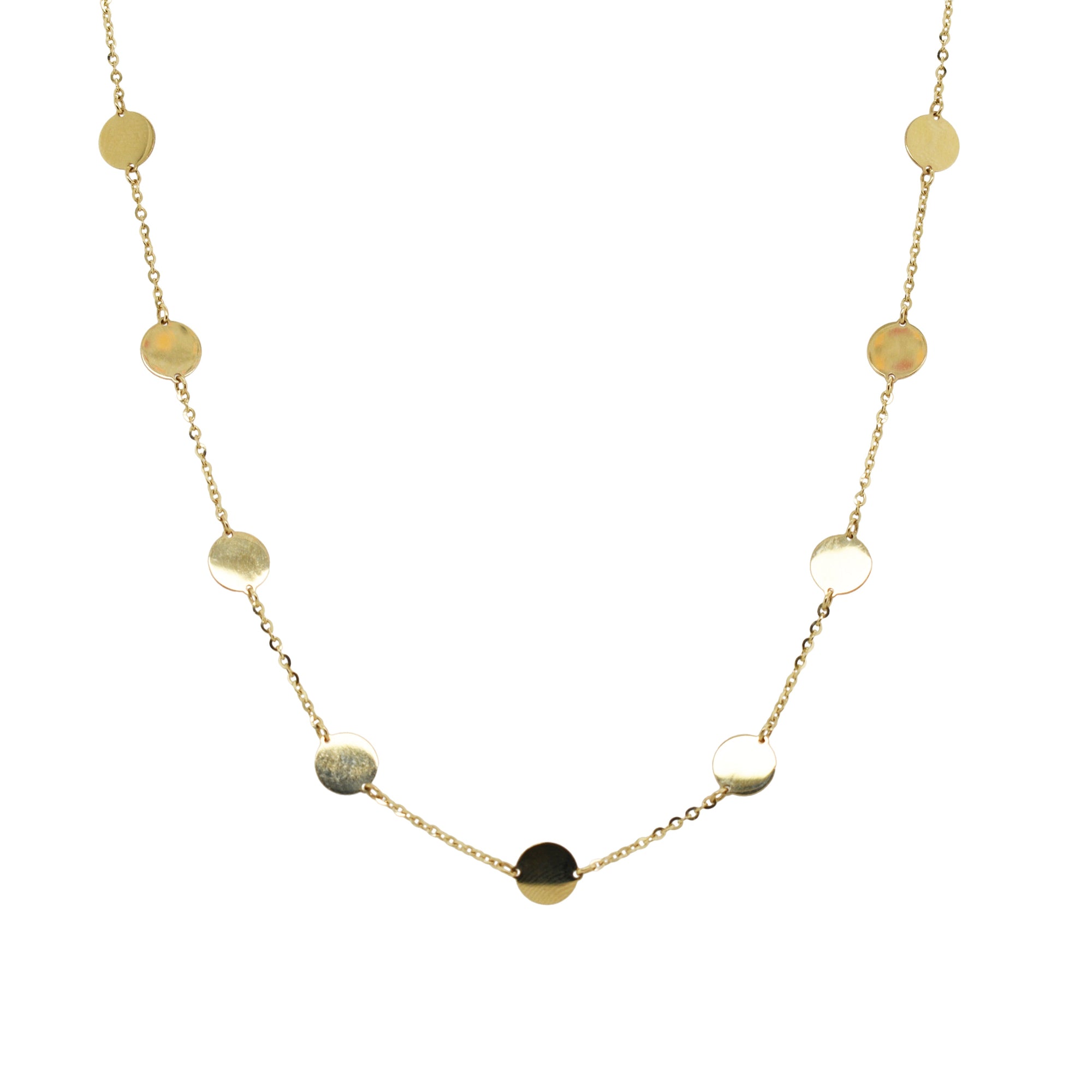 14K Yellow Gold Station Circle Necklace - Yellow