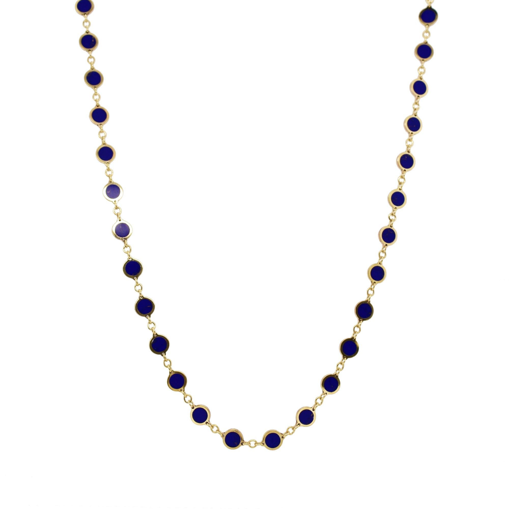 Lapis Circle Necklace, 14K