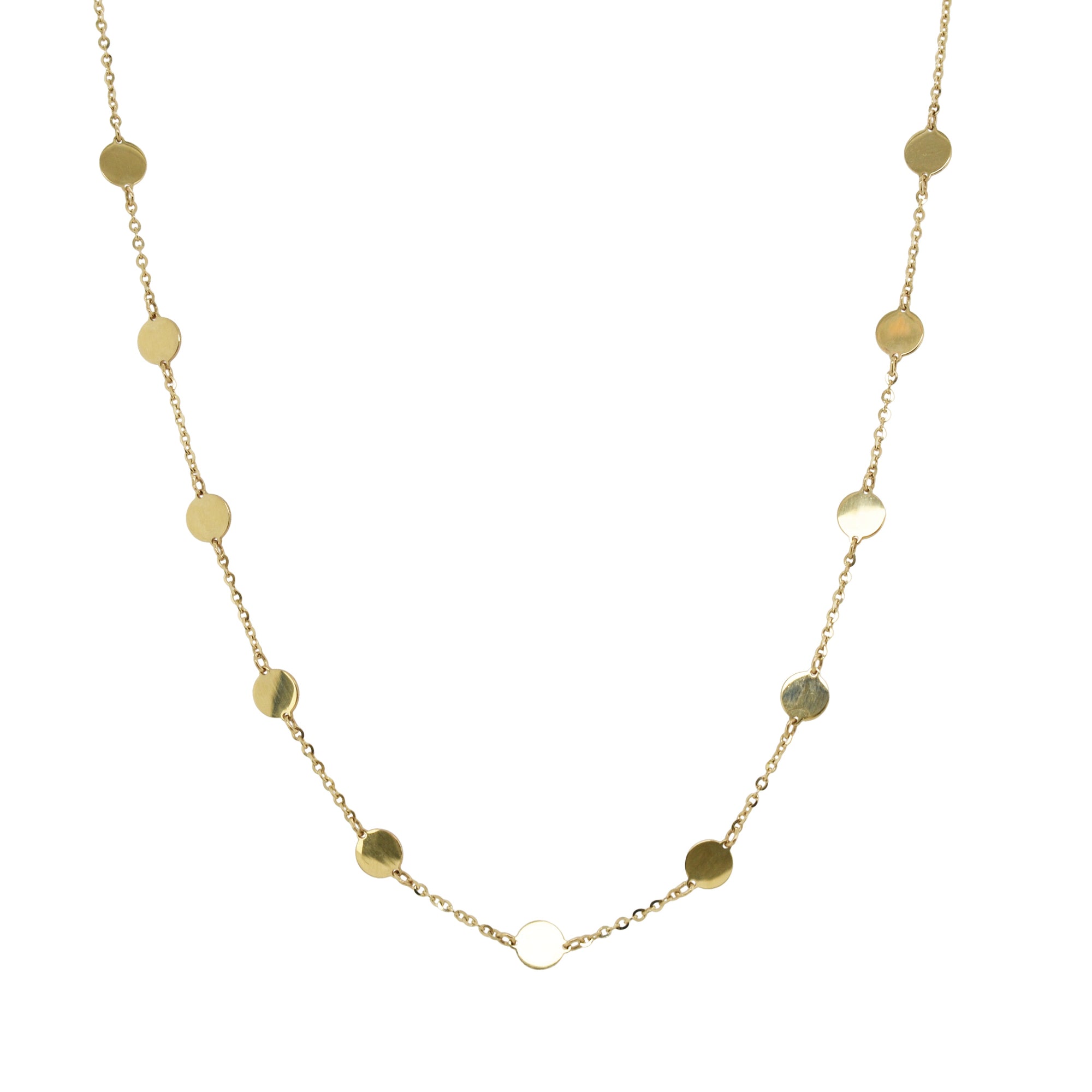 14K Gold Small Circle Station Necklace