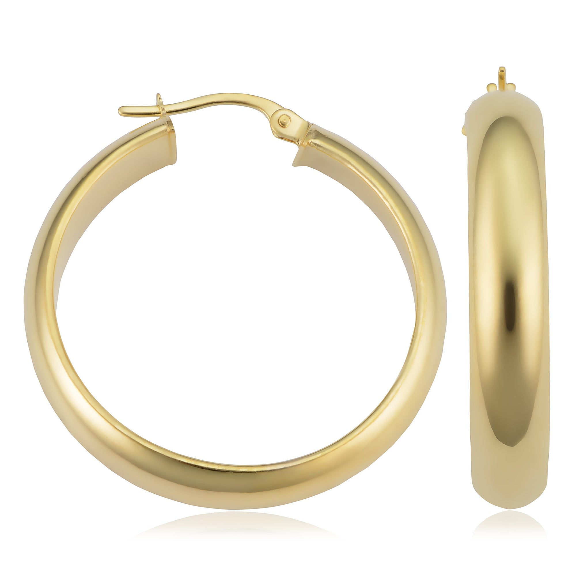 14K Gold Round Hoop Earrings