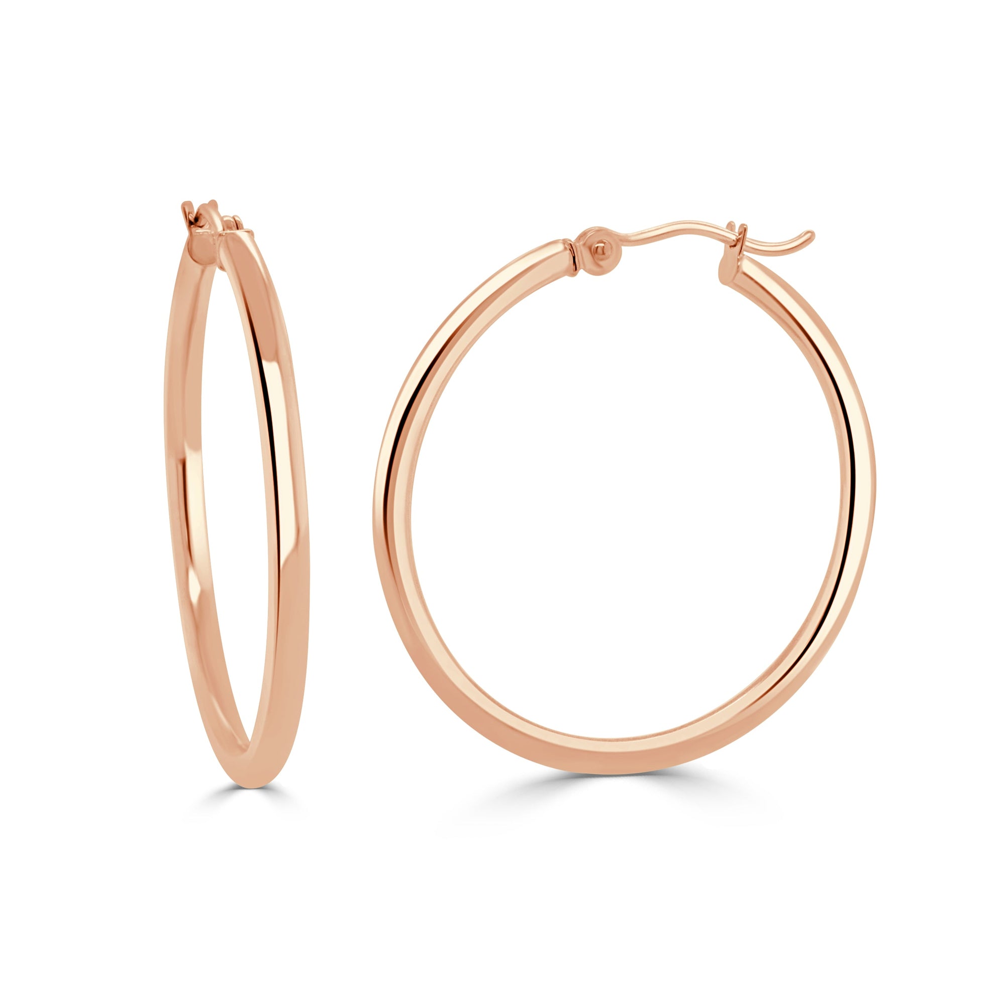 14K Gold Italian Hoop Earrings-Rose
