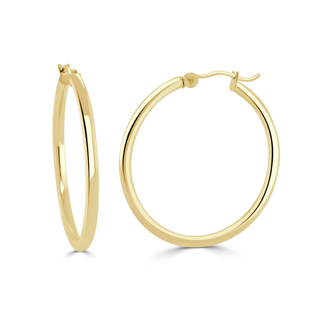 14K Gold Italian Hoop Earrings-Yellow