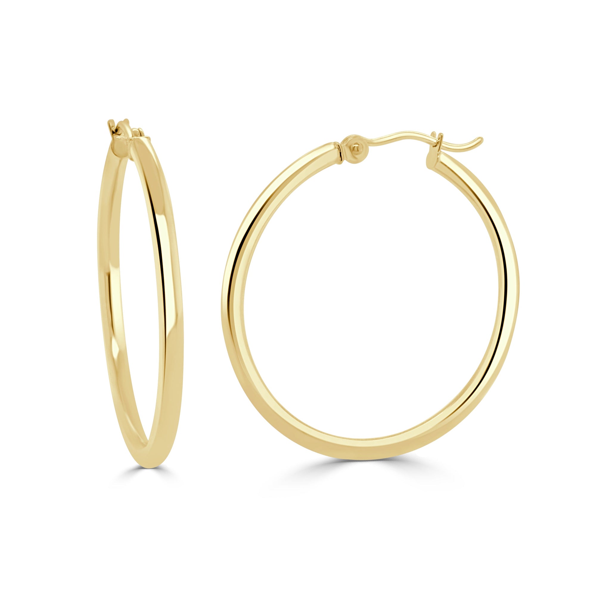 14K Gold Italian Hoop Earrings-Yellow