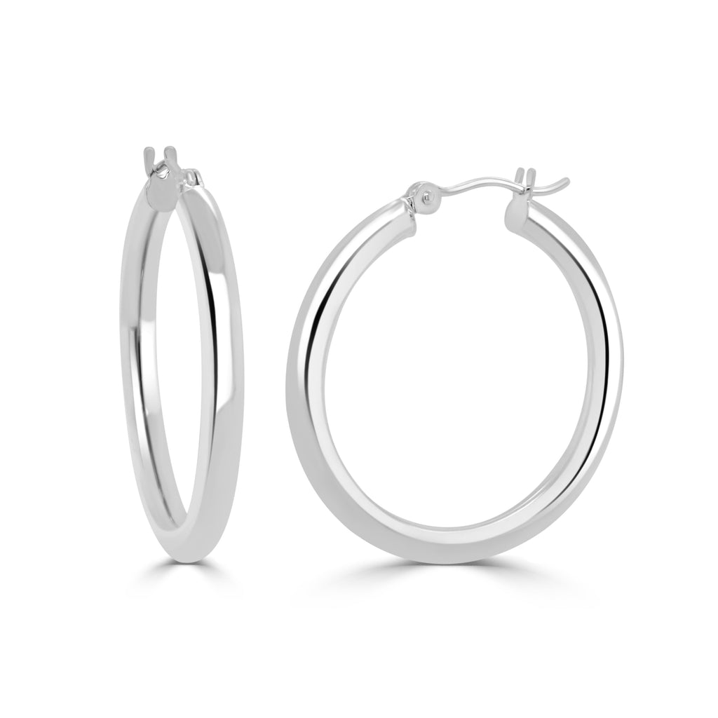 14K Gold Italian Hoop Earrings -White